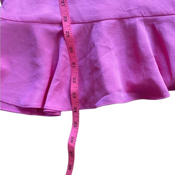 NWT Express Ruffle Hem Fit n Flare Mini Dress Barbie pink Small - Picture 7 of 7